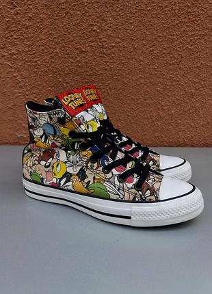 Оригінальні високі кеди від бренду converse looney tunes x 37.5-38 розмір 24 см в ідеальному стані