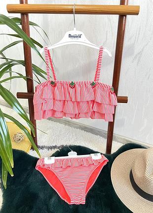 🌴яскравий купальник в смужку та рюшами від primark cares на 9 років, 134 см.