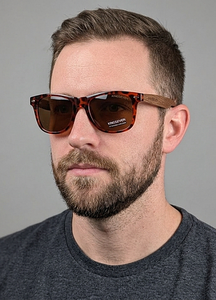Крутые солнцезащитные очки kingseven leopard walnut wood новые полный комплек