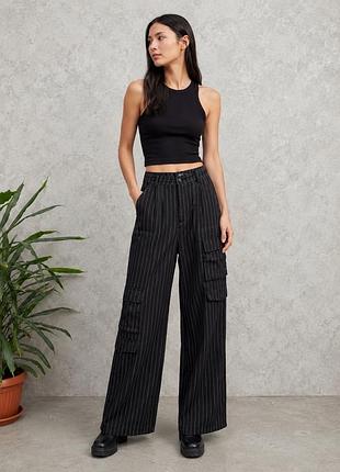 Штани жіночі missguided чорні карго в смужку 6/34