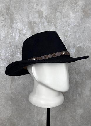 Чорний вовняний капелюх федора stetson vitafelt зі шкіряним ремінцем сша