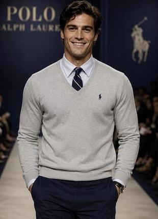 Пуловер чоловічий polo ralph lauren, сірий, l, 100% бавовна pima