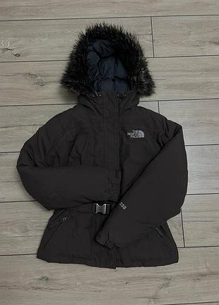 Жіноча пухова дута куртка the north face з капюшоном розмір s