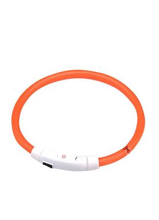 Світлодіодний led нашийник l-18 usb світний водовідштовхувальний для собак і котів orange s
