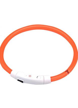Світлодіодний led нашийник l-18 usb світний водовідштовхувальний для собак і котів orange m