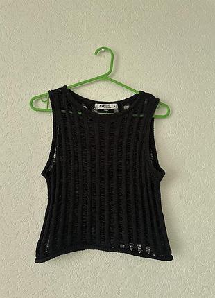 Чорна ажурна майка-сітка sister knitwear, розмір m