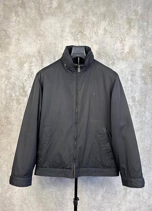 Чорна чоловіча куртка-вітровка polo ralph lauren harrington на флісі розмір l