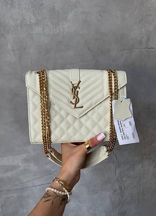 Ysl жіноча сумка біла envelope chain bag