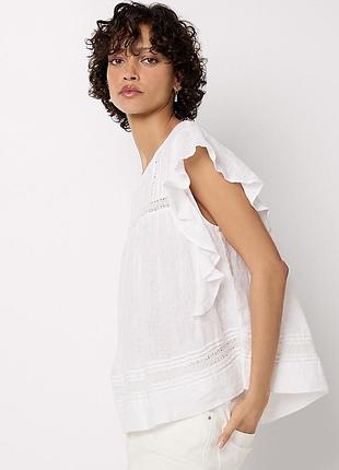 Лляна блузка блуза топ вільного крою з воланами льон white label the white company льняная блузка рубашка свободного кроя лён