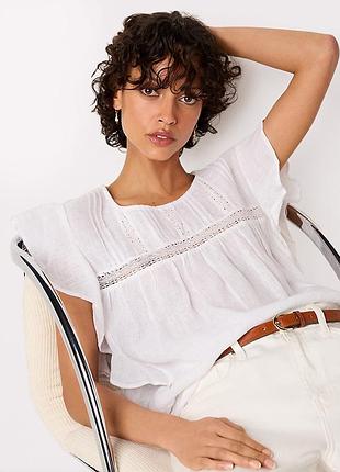 Лляна блузка блуза топ вільного крою з воланами льон white label the white company льняная блузка рубашка свободного кроя лён