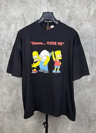 Вінтажна чорна футболка 2003 року the simpsons "floor pie" з гомером та бартом у стилі y2k розмір xl (boxy)
