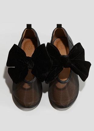 Туфельки-балетки h&m з оксамитовими бантами, р. 28