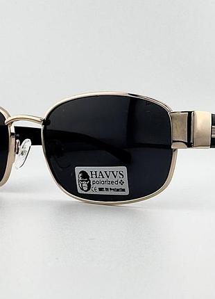 Солнцезащитные очки havvs hv68106 a polarized с поляризацией, черные в золотой оправе