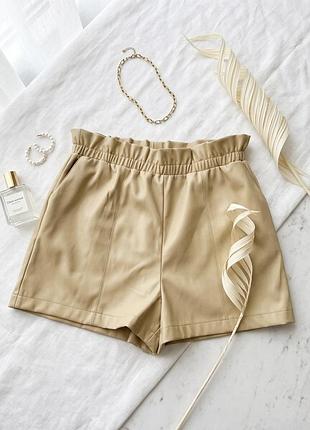 🤎 елегантні шорти з м'якої екошкіри від primark (plus size)