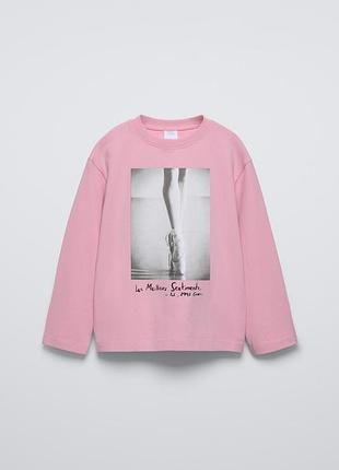 Лонгслив реглан zara на девушку 11-12роков, рост 152см розовый