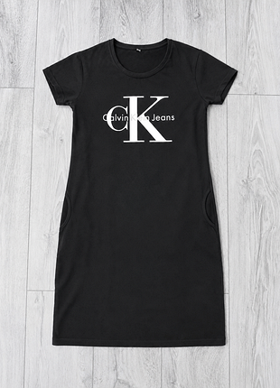 Чорна сукня-футболка calvin klein jeans