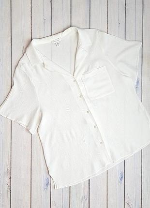 🤩1+1=3 базова молочна жіноча сорочка блузка жатка topshop, розмір 46 - 48