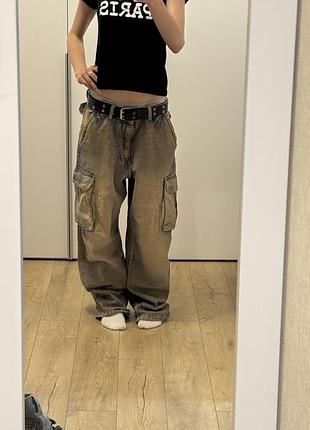 Baggy washed denim джинси pull&bear