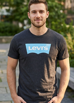 Футболка levi's batwing logo t-shirt light blue heather