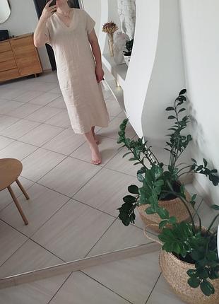 Льняное платье прямое