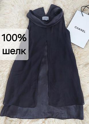 100% шёлк,  двухслойное платье-туника без рукавов от французского бренда 1.2.3 (un un deux trois) ,м-л