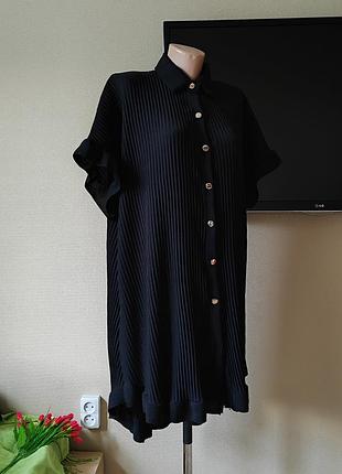 Черное платье свободного кроя на пуговицах new collection