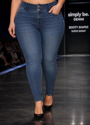 Джинси жіночі simply be сині xl-xxl бавовна стрейч коригуючі