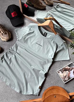 Футболка жіноча g star raw оригінал джи стар блакитна зелена з логотипом надписом вільна натуральна як нова s m теніска
