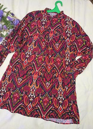 Брендовая вискозная туника в этностиле,s-xl,zara.