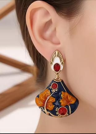 Серьги винтажный стиль, эмаль