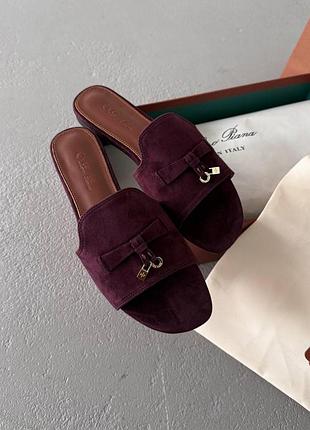 💕 жіночі капці loro piana summer charms walk sandals burgundy