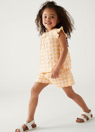 Крутий легкий стильний костюм комплект в клітинку на дівчинку 3/4р m&s collection
