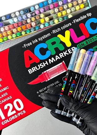 Акриловые маркеры guangna brush gn-8101 с мягкой кисточкой 120 шт.
