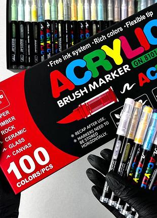 Акриловые маркеры guangna brush gn-8101 с мягкой кисточкой 100 шт.