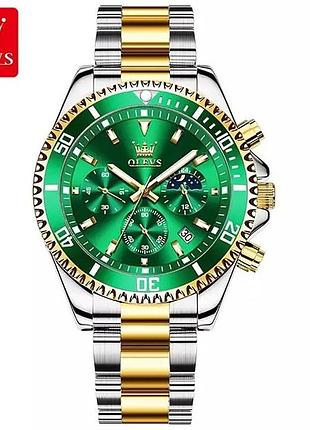 Годинник наручний olevs 2870 green accents