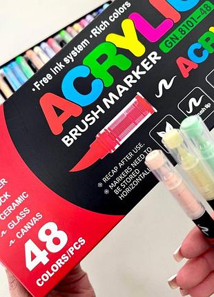 Акриловые маркеры guangna brush gn-8101 с мягкой кисточкой 48 шт.