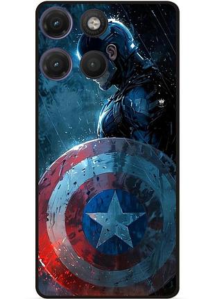 Чехол силиконовый бампер для motorola moto g17 с рисунком капитан америка marvel captain america