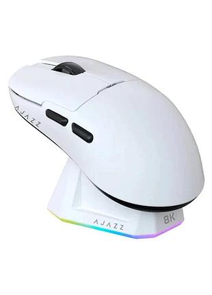 Миша ajazz aj159 pro, бездротова, paw3395, 26000 dpi, rgb, магнітна зарядна білий