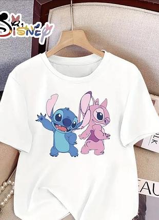 Дитяча футболка з принтом мультфільмів disney stitch & angel – стильна футболка для хлопчиків і дівчаток 2