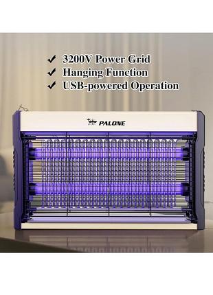 Электрическая ловушка для комаров palone 4000 в, уф лампа 360–400 нм, usb-c, подвесная