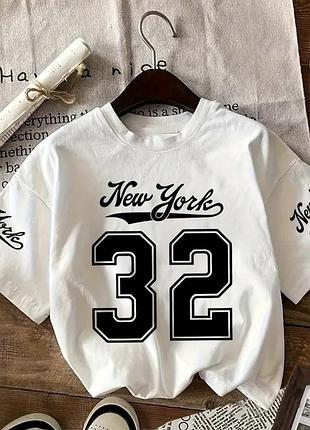 Дитяча футболка new york 32 з принтом напис цифри спортивний стиль для хлопчика та дівчинки
