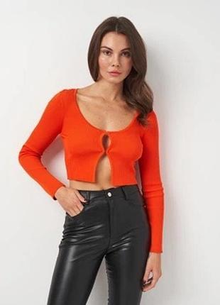 Картиган кроп топ кофта zara кофта в рубчик світер на гачках