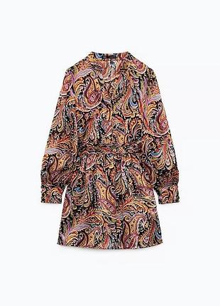Женское платье комбинированное короткое zara м