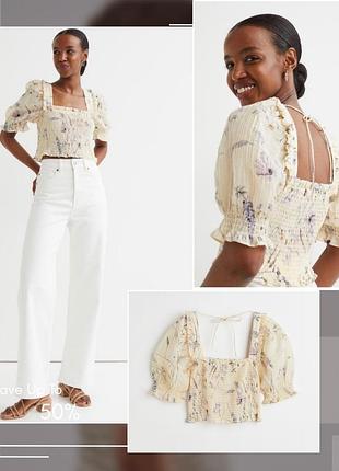Легка повітряна блуза топ h&m conscious масло в квітковий принт принт резинка квіти