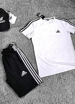 Літній чоловічий комплект adidas футболка + шорти