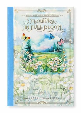 Набор винтажных наклеек для скрапбукинга и творчества flowers in full bloom, прозрачные наклейки, 20 листов голубой