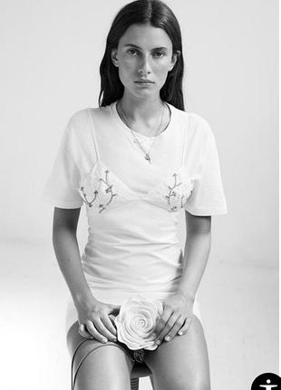 Платье белое с вышивкой zara m