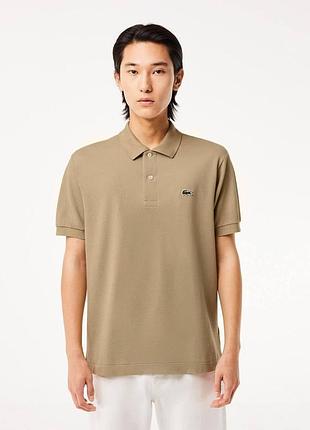 Поло lacoste бежевая мужская футболка поло лакосте брендовая стильная футболка с воротником лакоста m