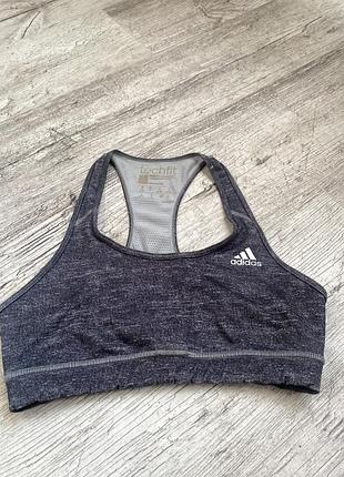 Оригінальний спортивний топ adidas сірий, спинка-борцовка, s/m