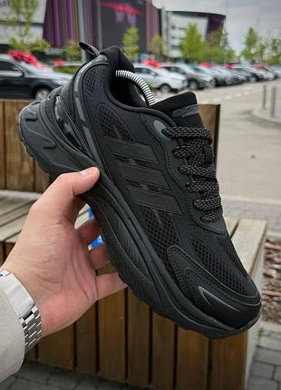 Мужские кожаные кроссовки adidas, мужские летние кроссовки, мужские черные кроссовки черного цвета адидас 42.5